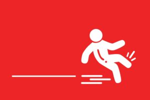 A cartoon image of a person falling, symbolising a slip and fall case settling out of court