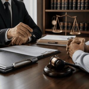 Lawyer meets with client to explain the difference between road rage and aggressive driving accidents.